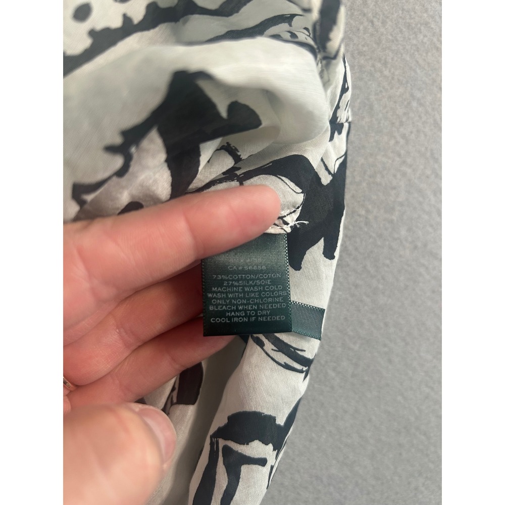 Lauren Ralph Lauren Button Down Women 3X Black White Floral Silk Blend Shirt - Picture 5 of 7
